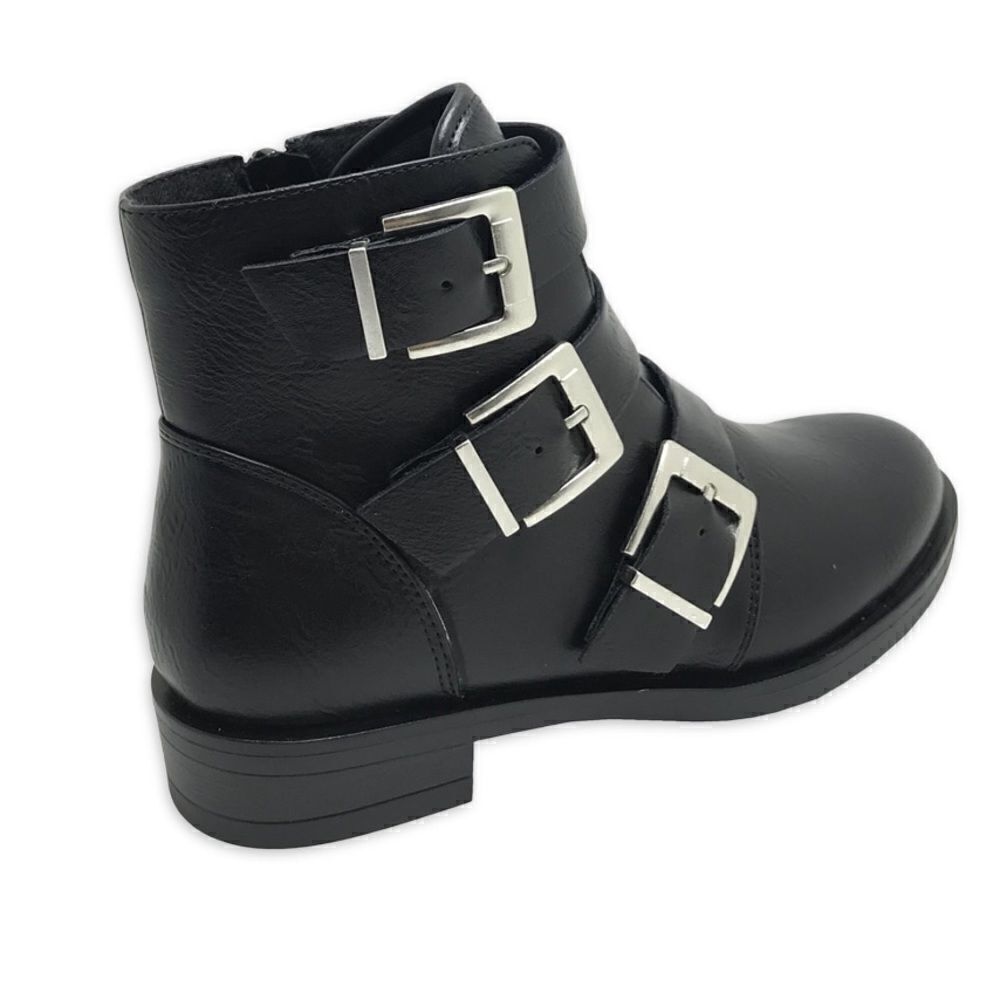 NWT Time and Tru Women's Three Buckle Bootie Faux Leather 6.5